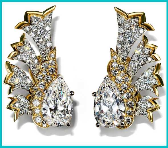 Tiffany & Co. Schlumberger Ribbon Fan earrings in platinum and 18k gold