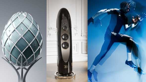 Asprey Bugatti Egg Collection; TIDAL for Bugatti speakers; Adidas X Crazyfast Bugatti football boot is finished in the iconic Bugatti Blue