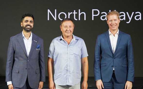From the left: General Manager Shashank Sinha, Rony Fineman of the Nova Group and Jakob Helgen, Area Vice President, Marriott International