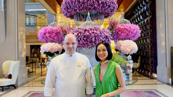 Chef Franck Istel with artist and illustrator Jirayu Koo Armornpatana at Siam Kempinski Bangkok 