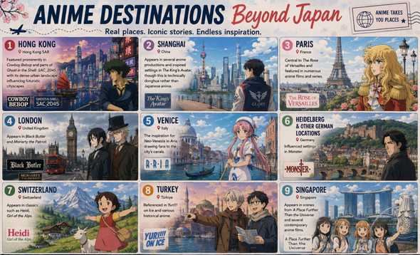 Popular Anime destinations outside Japan
